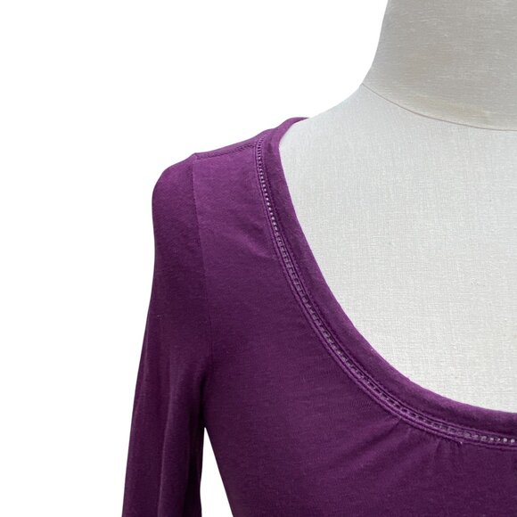 Y2K American Eagle Outfitters Henley Babydoll Shirt Purple Tie Back 00s Boho-M - Picture 5 of 9